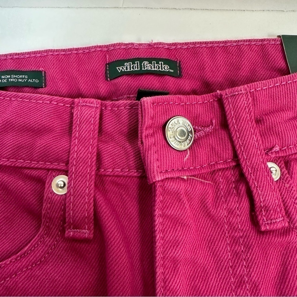WILD Fable Highest Rise Mom Jean Cuffed Shorts in Fuchsia Pink - Picture 10 of 13